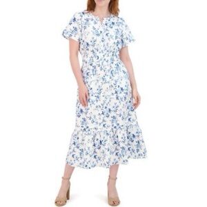 NWT French Connection White/Blue Floral Cotton Maxi Dress Size M, L & XL